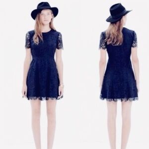 Madewell Lace Shift Dress Navy Blue